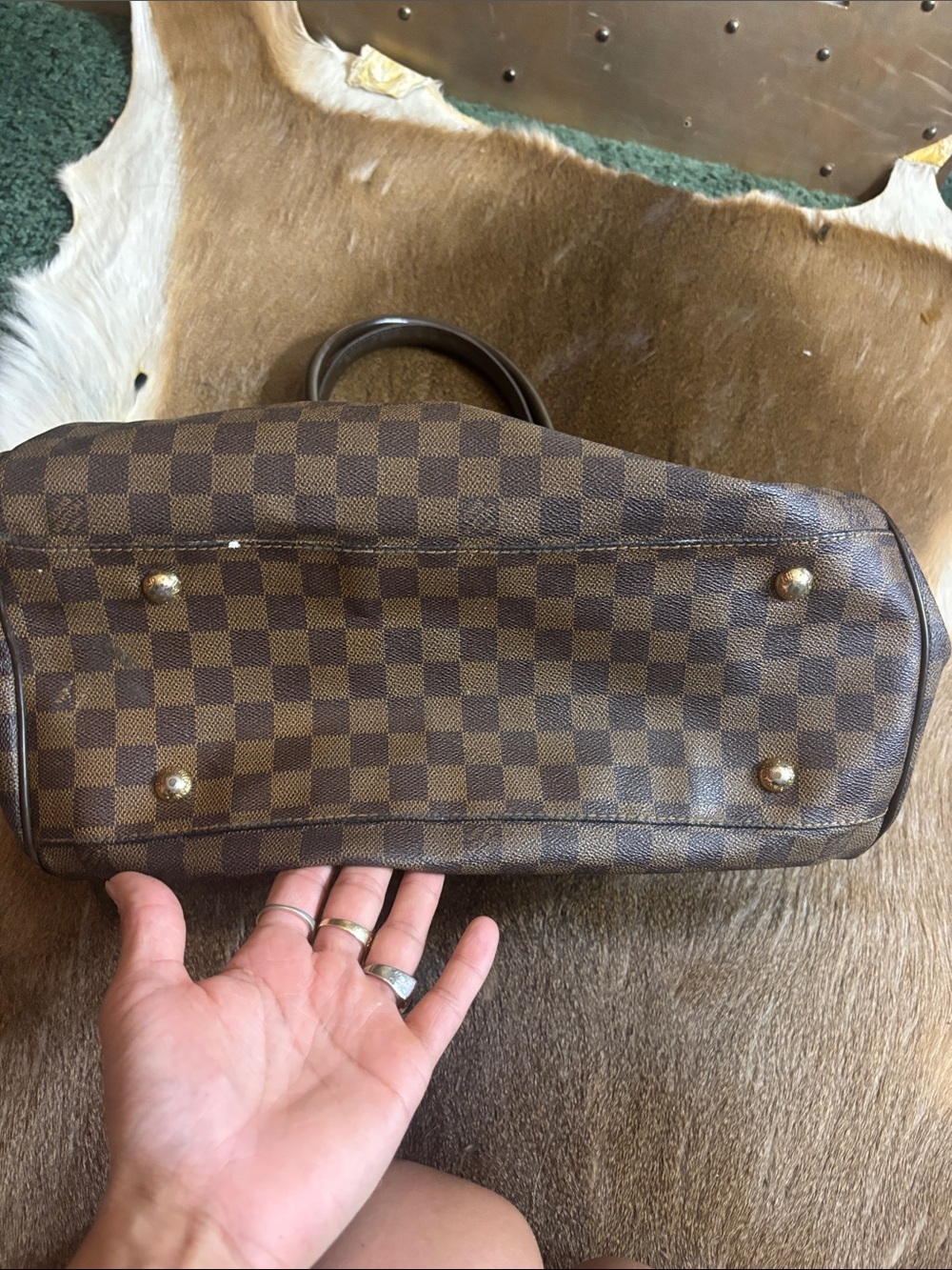Large leather checkered gm sized bag - Picture 3 of 14